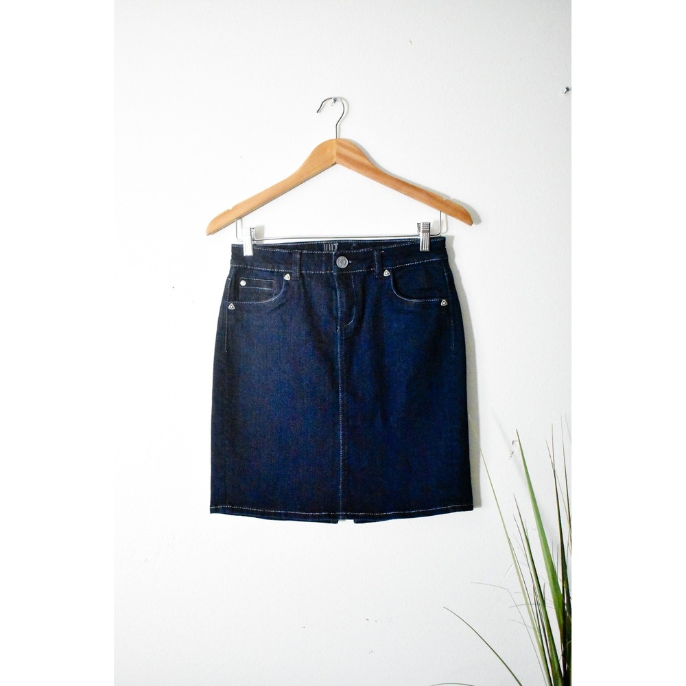 KUT from the Kloth Denim Skirt Women Size 2 Dark Blue Mini Classic Flap Pockets